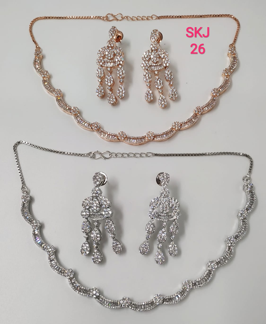 White American Diamond  Necklace Set
